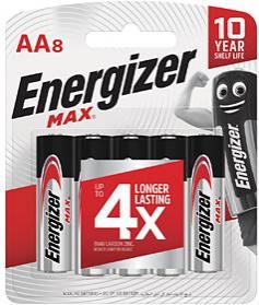 Energizer Max Alkaline E91 AA Batteries - 8 pack Photo