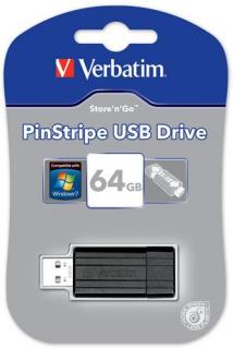 Verbatim PinStripe 64GB Flash Drive - Black Photo