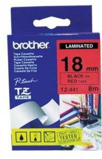 Brother Laminated 8m x 18mm Tape - Black on Red Photo