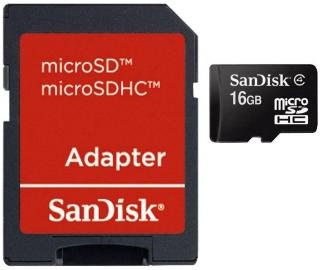 Sandisk 16GB microSDHC Class 4 Memory Card With SD Adapter Photo