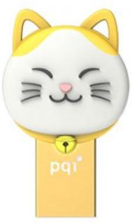 PQI Connect 303 Lucky Cat 32GB OTG Flash Drive - Gold Photo