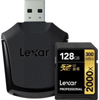 Lexar Professional 128GB SDHC UHS-II 2000x Memory Card with USB3.0 Reader Photo