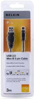 Belkin F3U155CP3M Male USB 2.0 Type A To Male Mini USB Type B Cable - 3m Photo