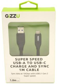 Gizzu USB Type A 3.1 to Type-C 1m Charge & Sync Cable - Black Photo