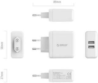 Orico 15W 2 Port USB Smart Wall Charger - White (WHC-2U-EU) Photo
