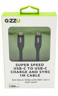 Gizzu USB 3.1 C to USB-C 1m Charge & Sync Cable - Black Photo