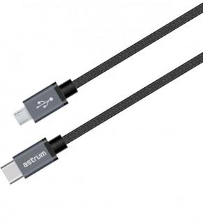 Astrum UT590 USB Micro to USB-C 1m Charge & Sync Cable - Black Photo