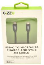 Gizzu USB-C to Micro USB 2m Charge & Sync Cable - Black Photo