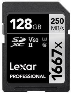 Lexar Professional 1667x 128GB SDXC Class 10 U3 V60 Memory Card Photo