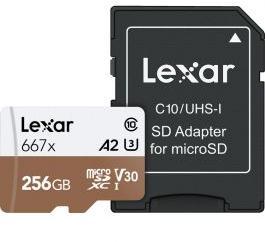 Lexar Professional 667x 256GB microSDXC Class 10 U3 V30 Memory Card with SD Adapter Photo