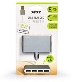Port Designs 4-Port USB2.0 Hub - Silver Photo
