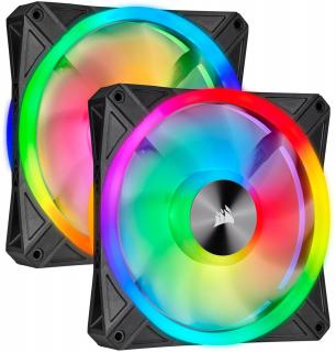 Corsair iCUE QL140 RGB 140mm PWM Dual Fan Kit with Lighting Node Core - Black Frame Photo