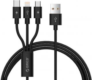 Orico 1.2m 3in1 Lightning/USB-C/Mirco USB  Charge And Sync Cable - Black Photo
