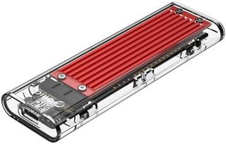 Orico M.2 NVME to USB 3.1 Type-C Transparent Enclosure With Heatsink  - Red Photo