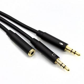 Gizzu 20cm 3.5mm Female to Dual 3.5mm Male AUX Cable - Black Photo