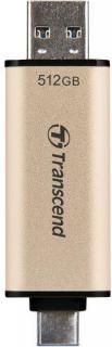 Transcend JetFlash 930C 512GB USB 3.2 2-In-1 Flash Drive - Gold Photo